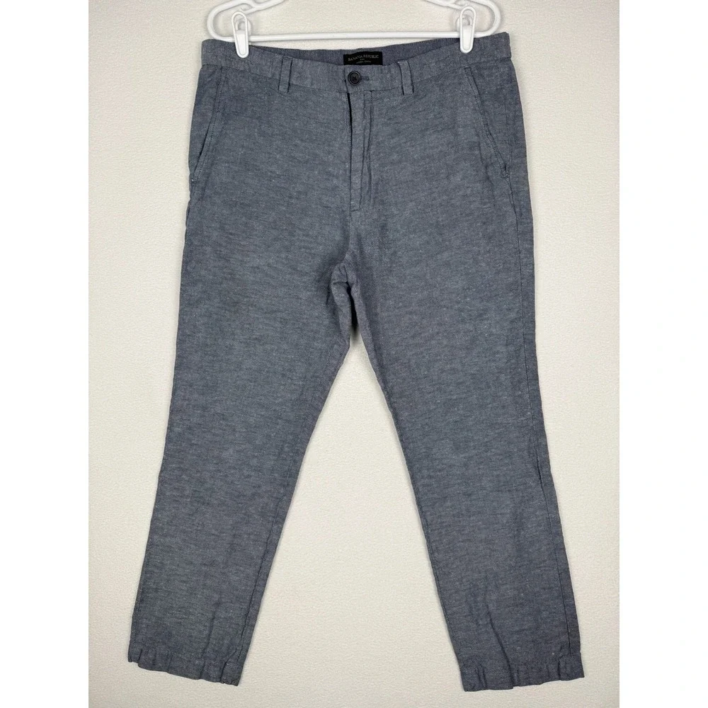 Banana Republic Aiden‎ Chino Pants Mens 34x30 Blue Linen Blend Slim Fit 182156